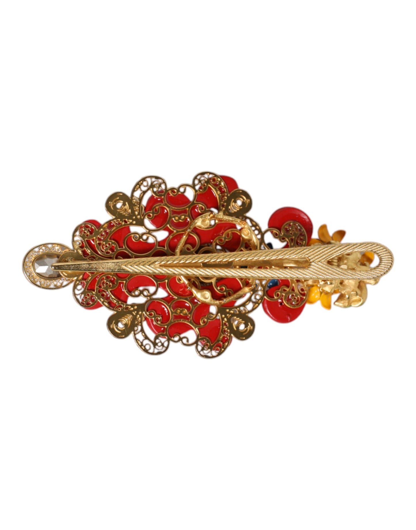 Pinza para el pelo Dolce & Gabbana Multicolor Spring CARRETTO de latón dorado con cristales