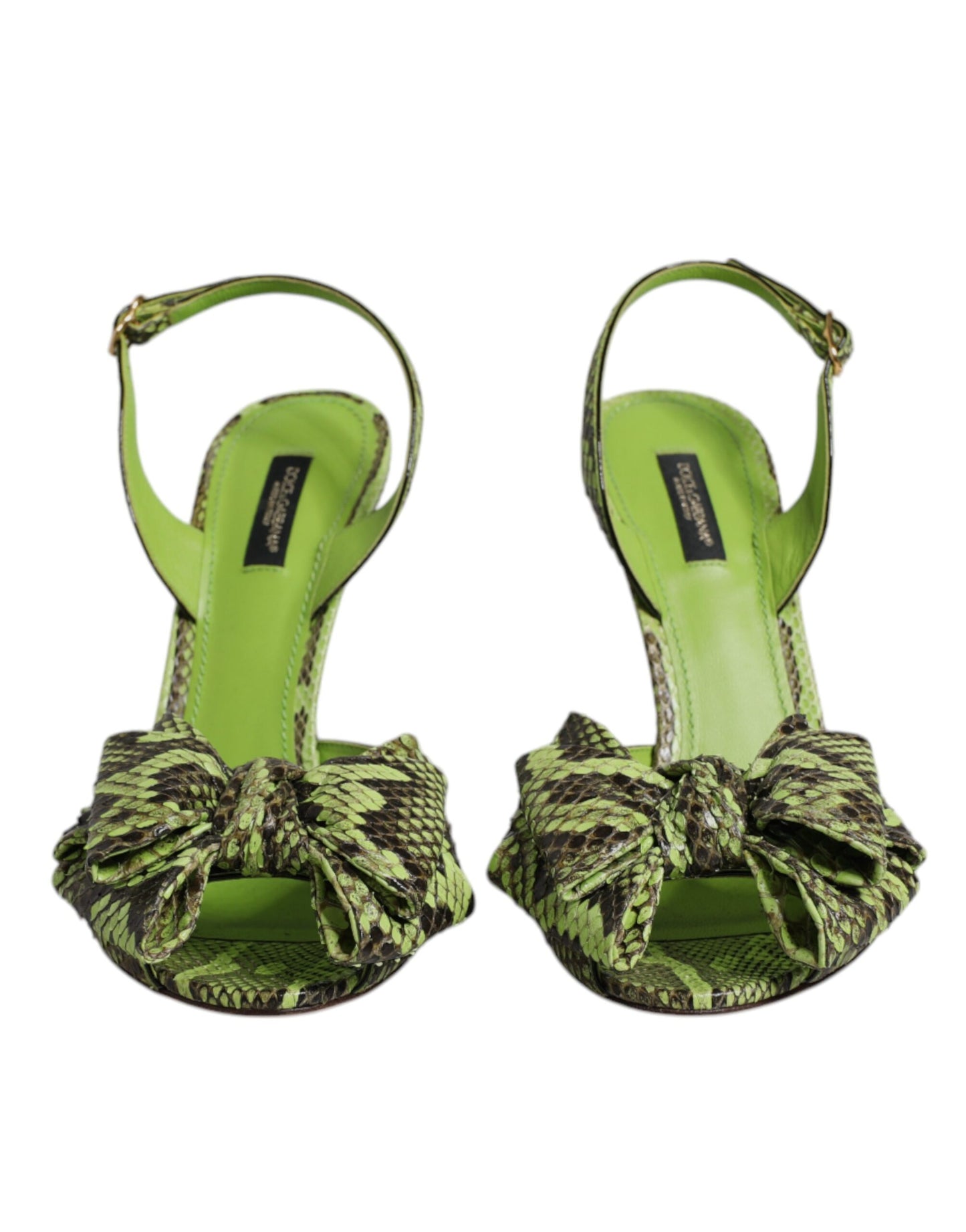 Zapatos de tacón sandalias de piel de pitón verde de Dolce & Gabbana