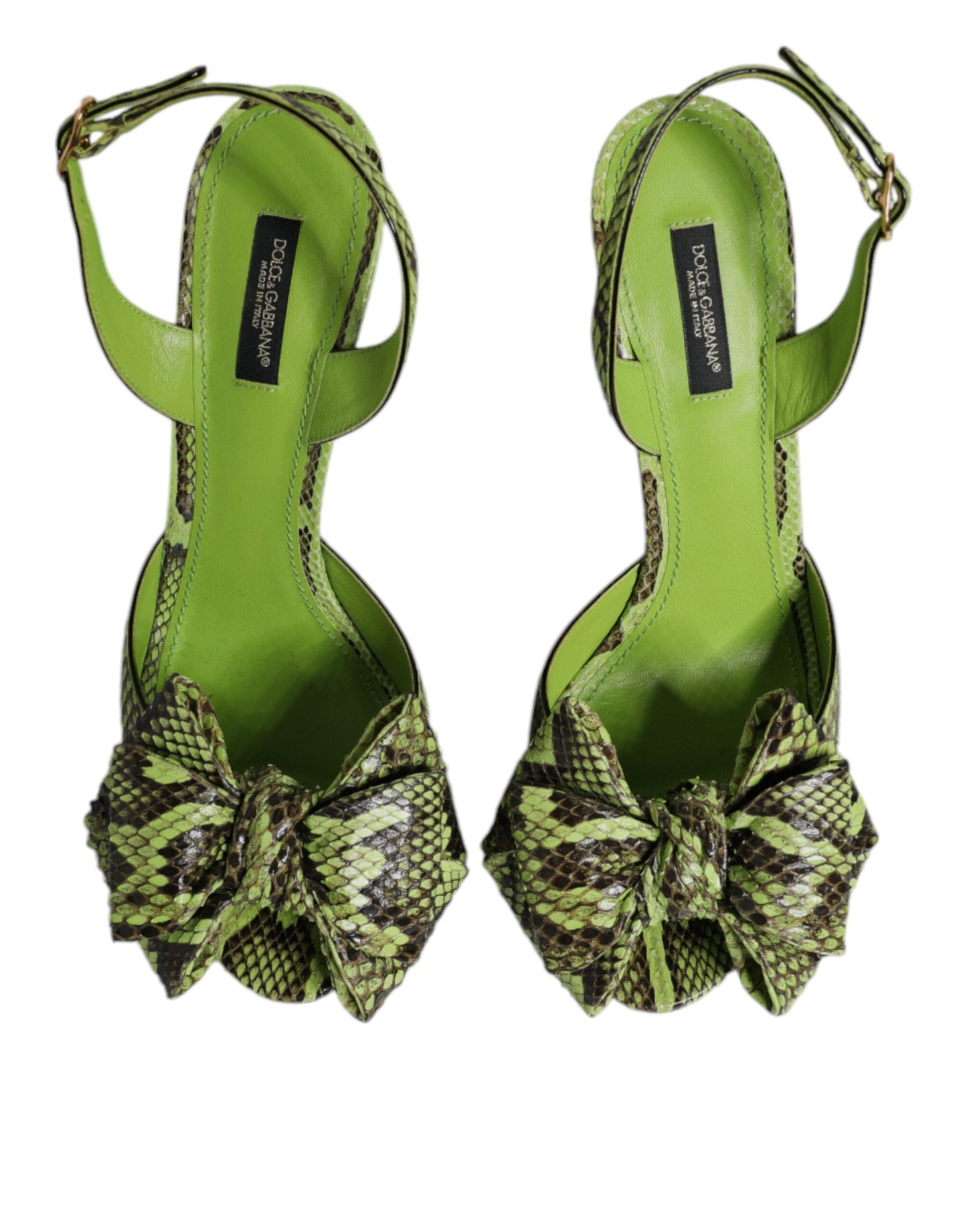Zapatos de tacón sandalias de piel de pitón verde de Dolce & Gabbana