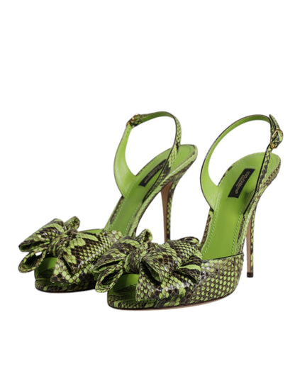 Zapatos de tacón sandalias de piel de pitón verde de Dolce & Gabbana