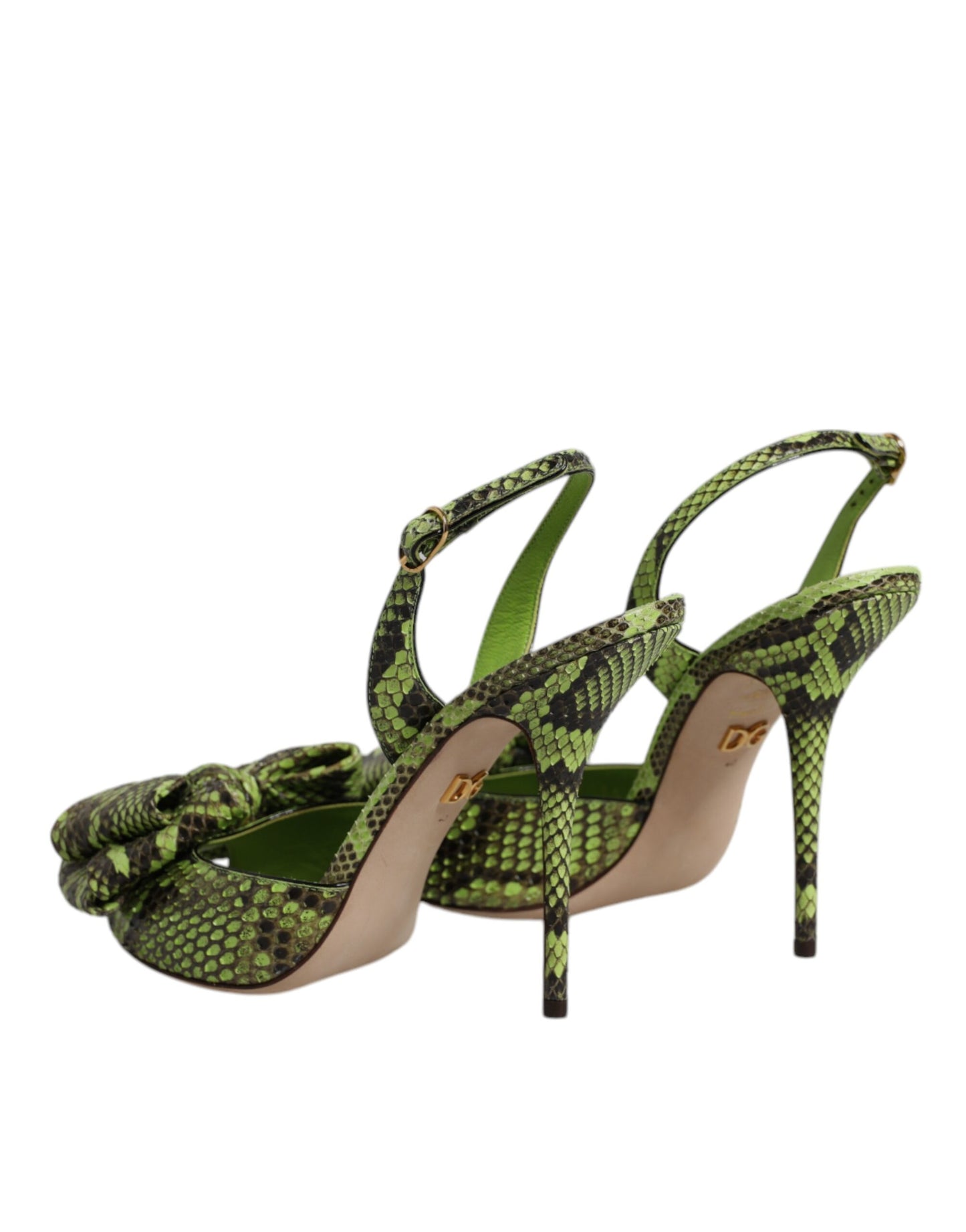 Zapatos de tacón sandalias de piel de pitón verde de Dolce & Gabbana
