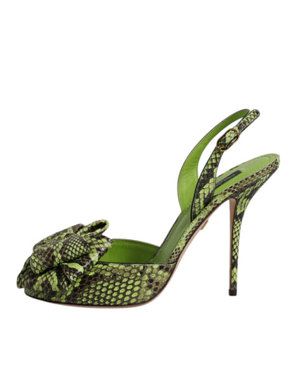 Zapatos de tacón sandalias de piel de pitón verde de Dolce & Gabbana