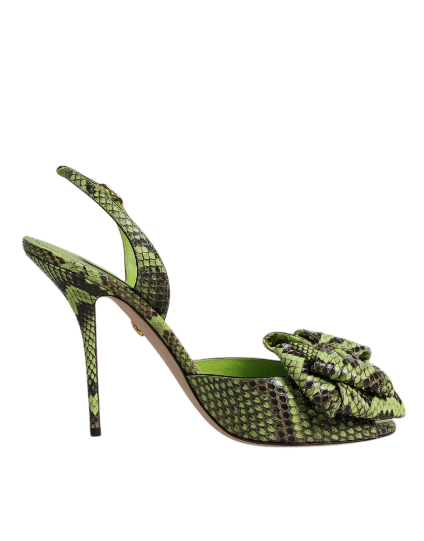 Zapatos de tacón sandalias de piel de pitón verde de Dolce & Gabbana