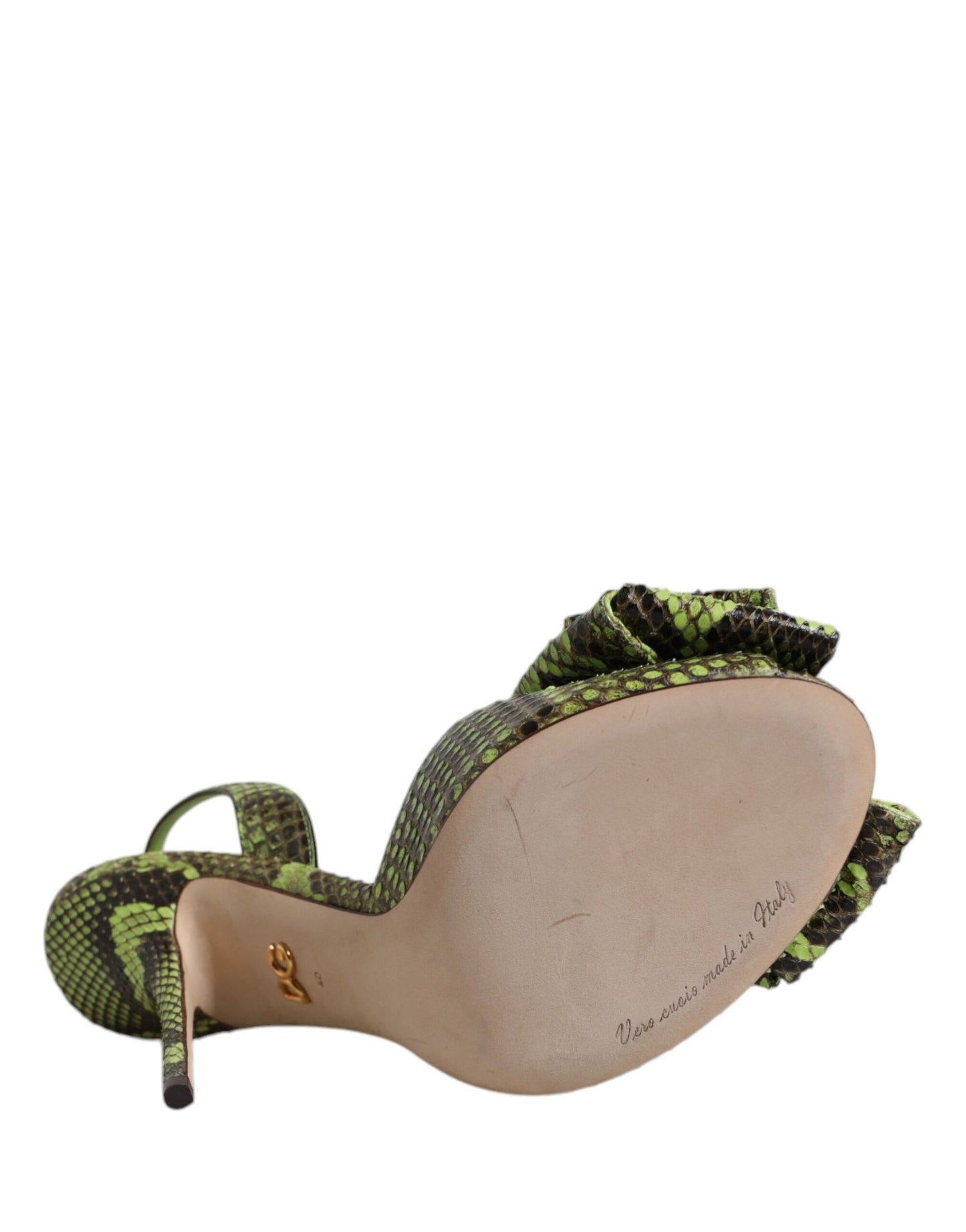 Zapatos de tacón sandalias de piel de pitón verde de Dolce & Gabbana