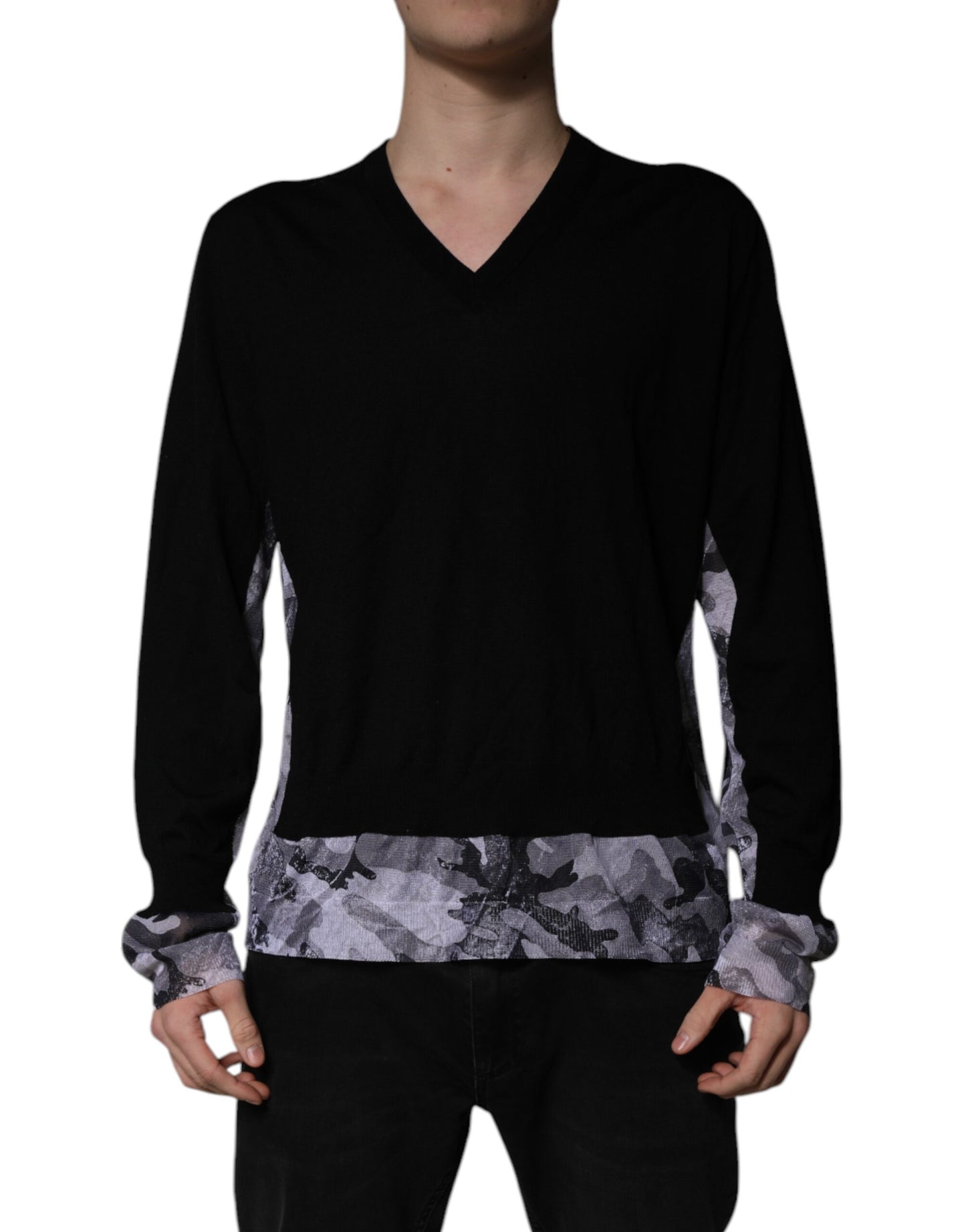 Pull Col V Dolce & Gabbana Camouflage Noir