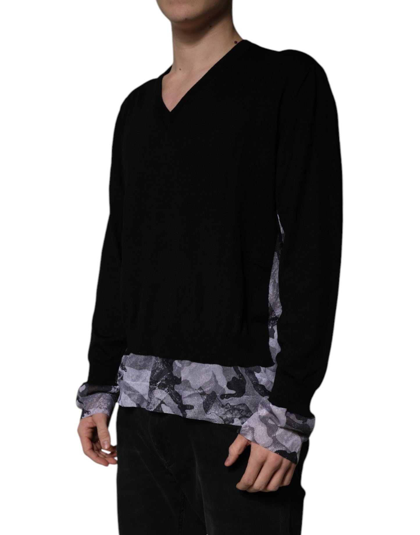 Pull Col V Dolce & Gabbana Camouflage Noir