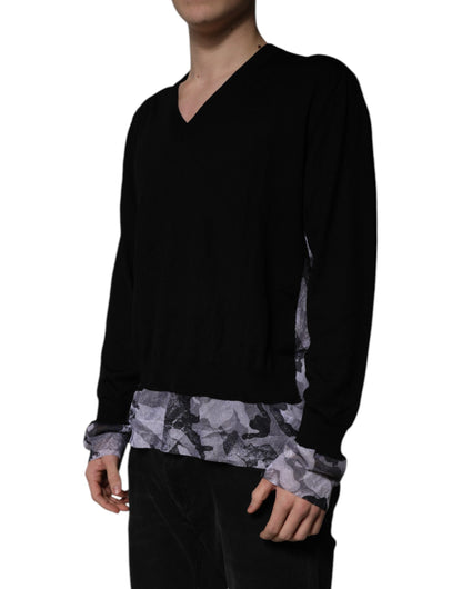 Pull Col V Dolce & Gabbana Camouflage Noir