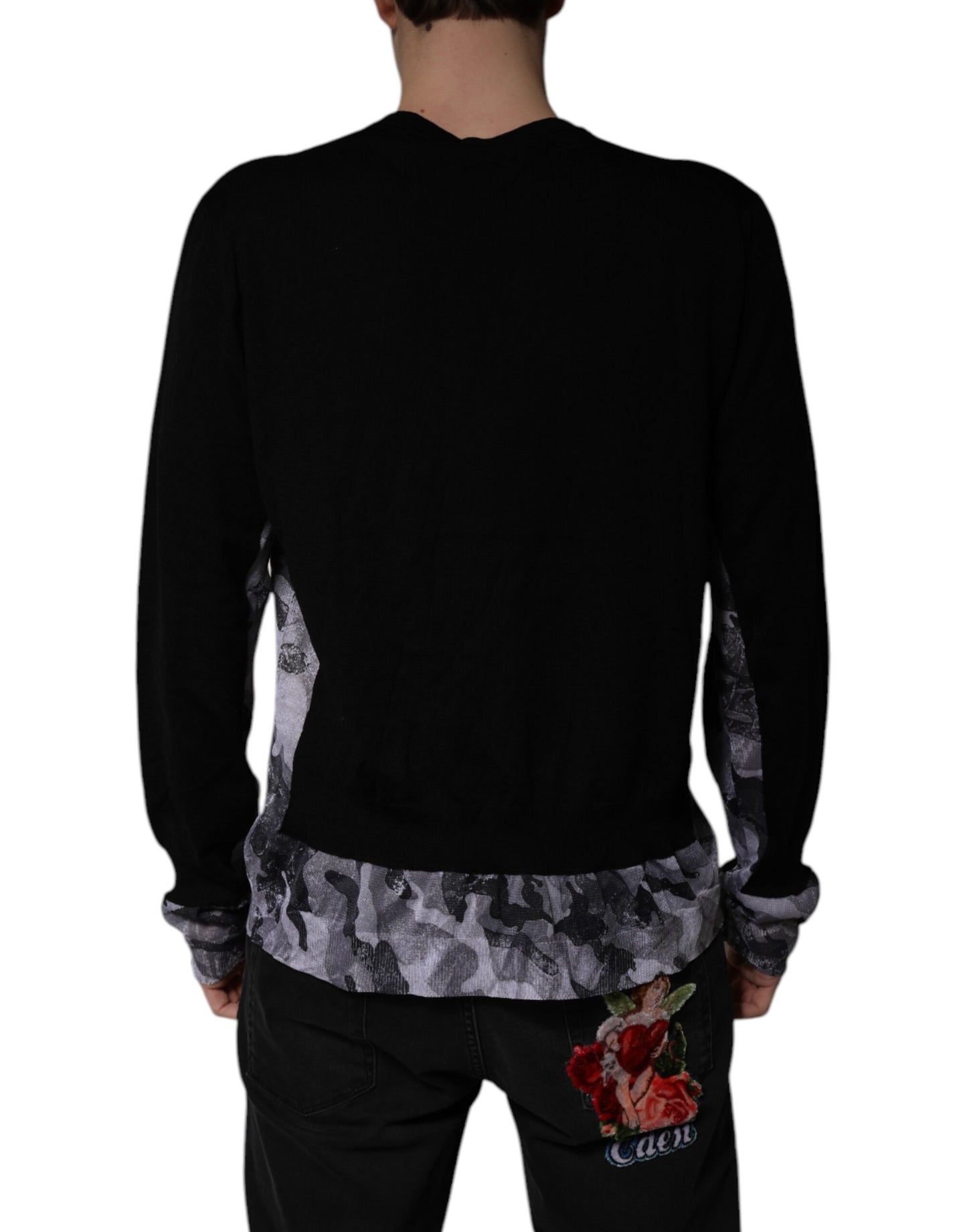 Pull Col V Dolce & Gabbana Camouflage Noir