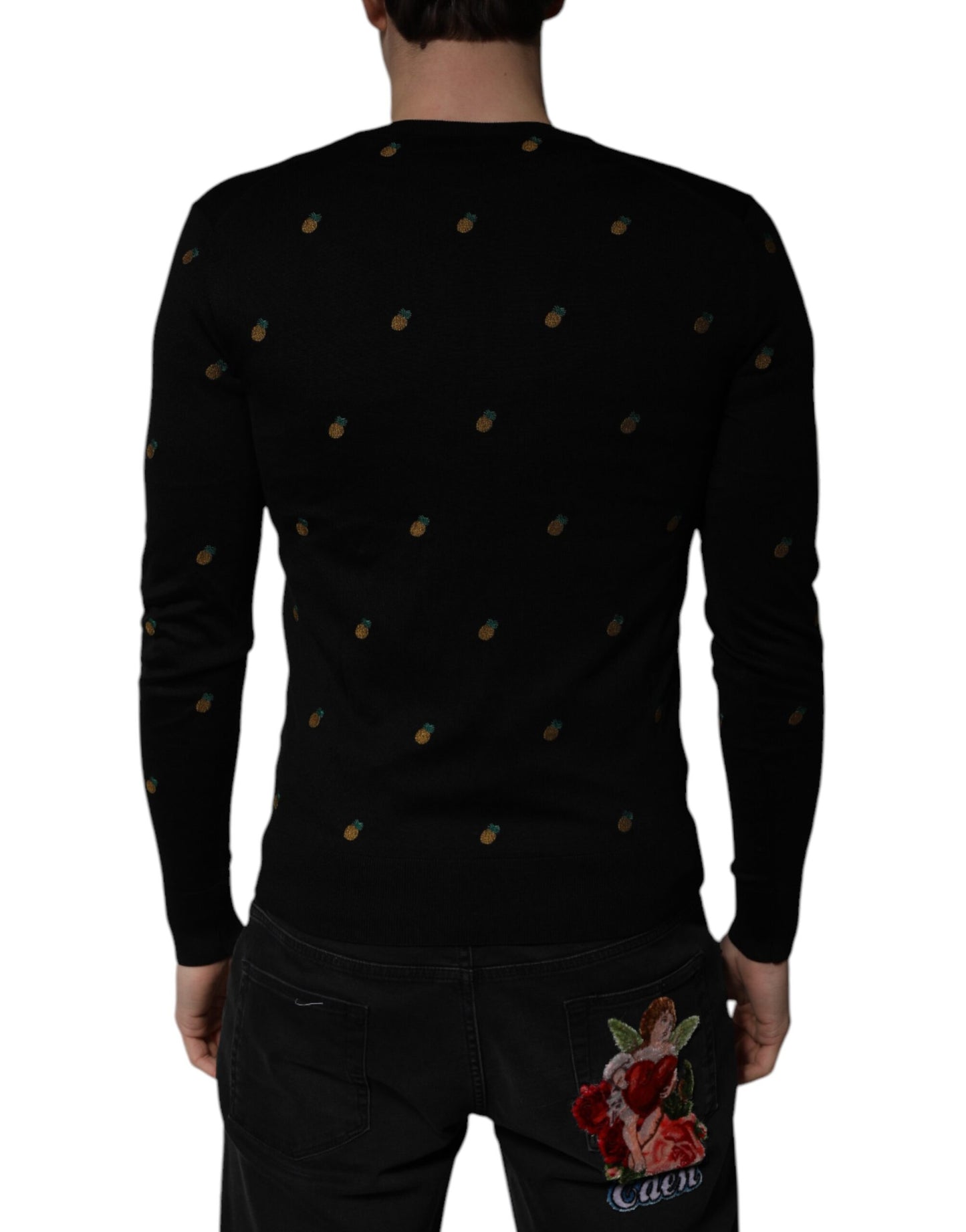 Pull ras du cou Dolce & Gabbana en maille ananas noire