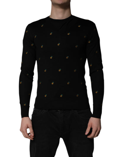 Pull ras du cou Dolce & Gabbana en maille ananas noire