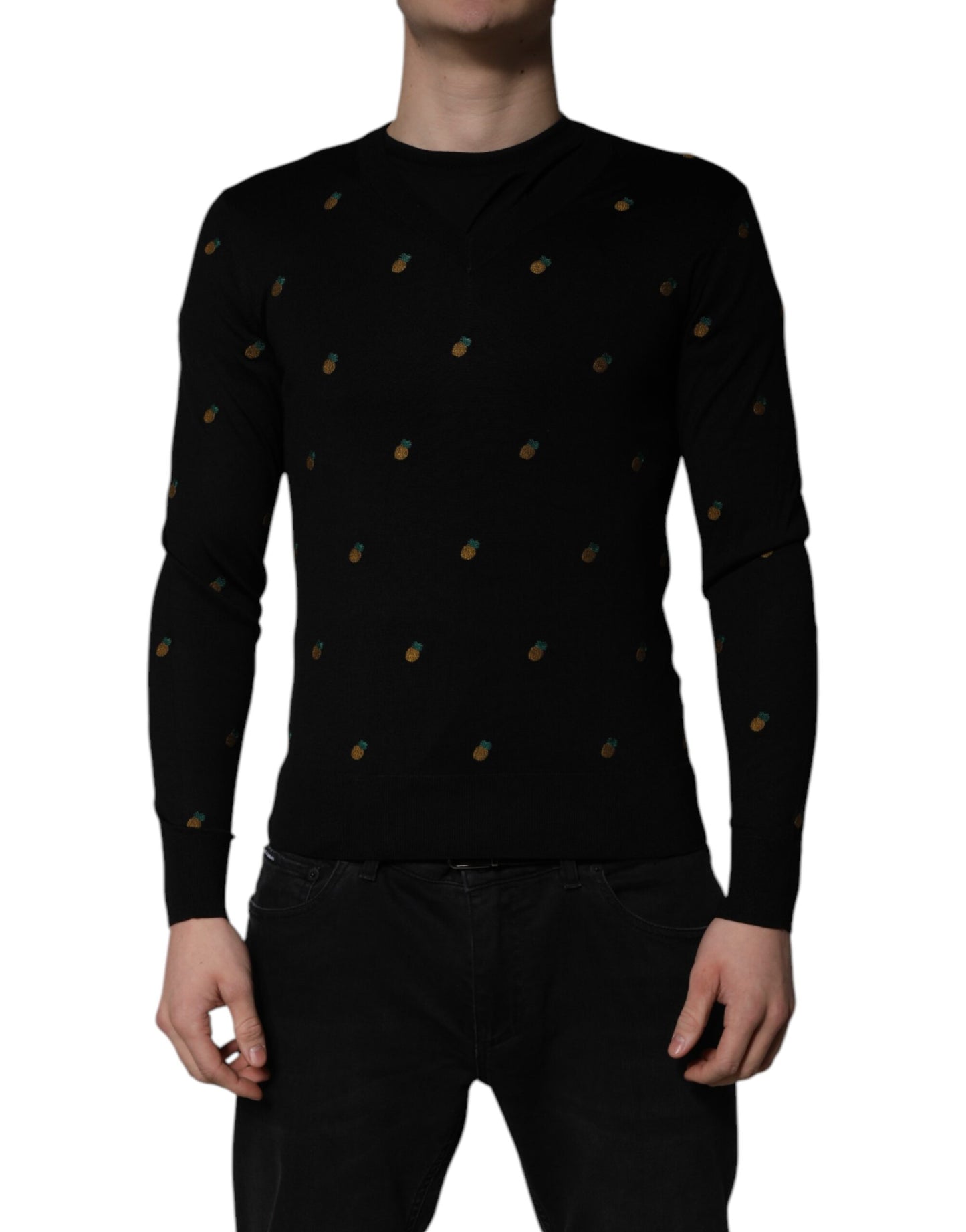 Pull ras du cou Dolce & Gabbana en maille ananas noire