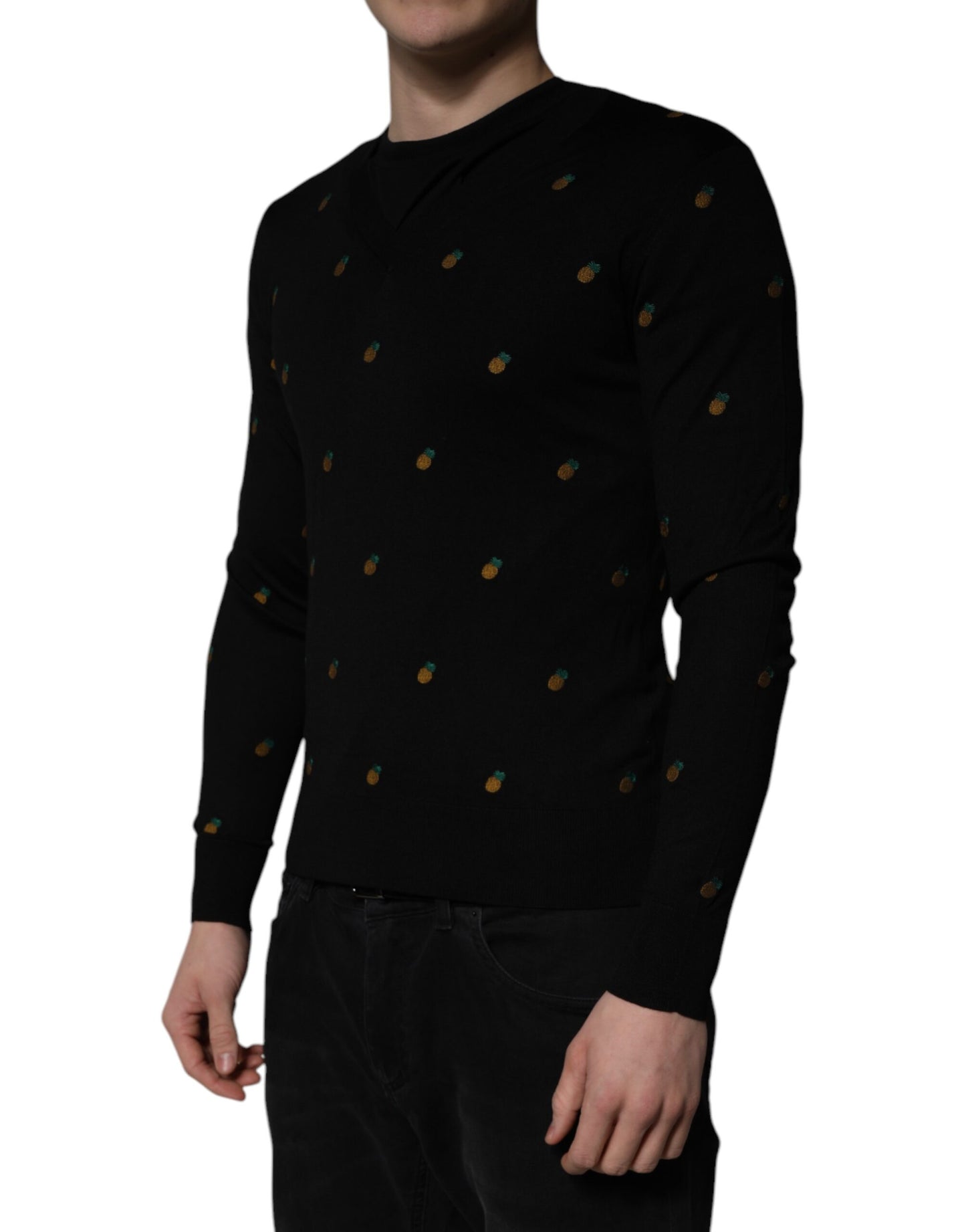 Pull ras du cou Dolce & Gabbana en maille ananas noire