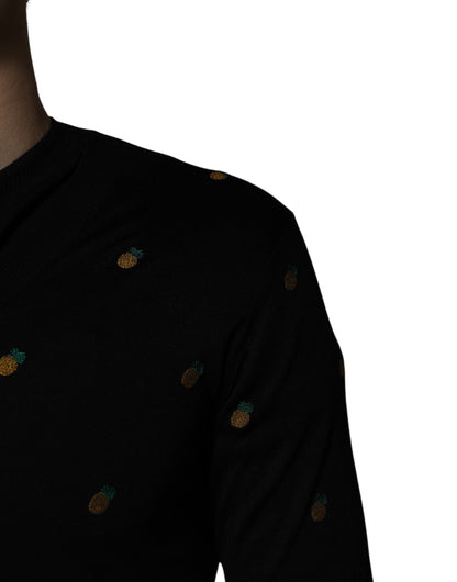 Pull ras du cou Dolce & Gabbana en maille ananas noire