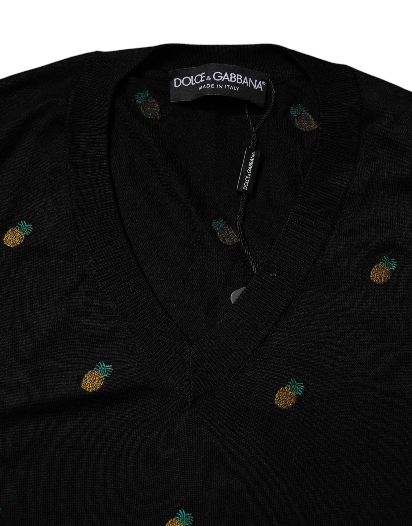 Pull ras du cou Dolce & Gabbana en maille ananas noire