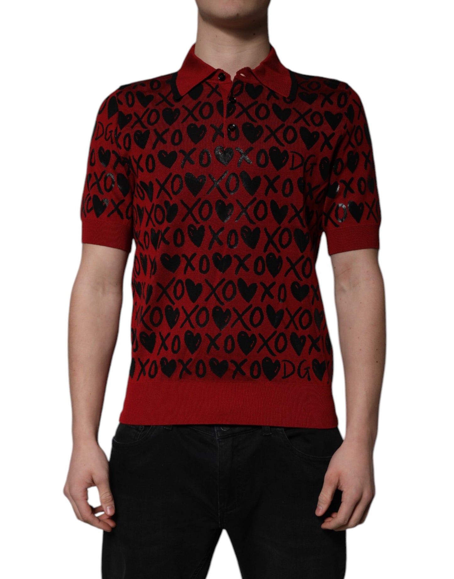 Polo con cuello Dolce & Gabbana XOXO de algodón rojo