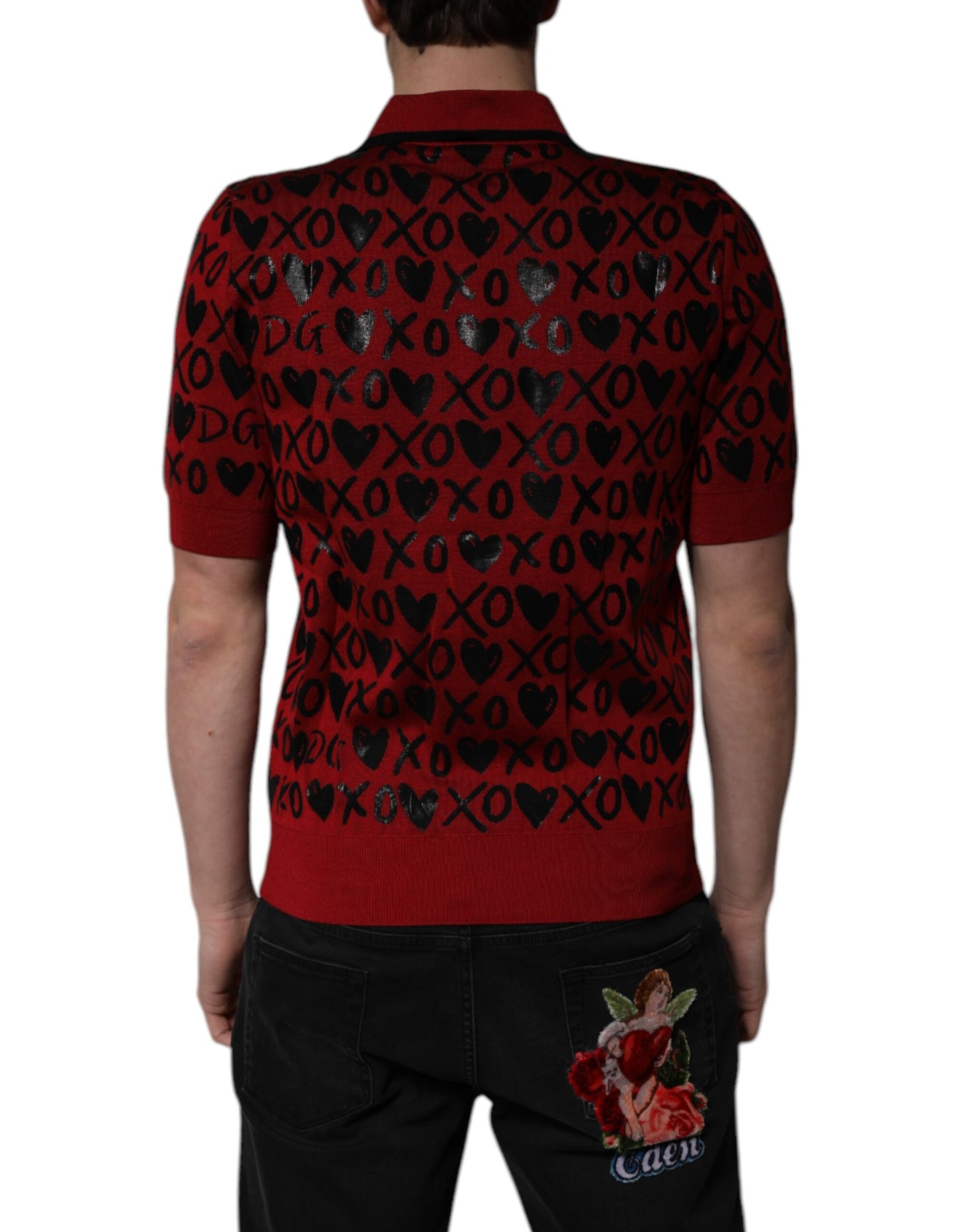 Polo con cuello Dolce & Gabbana XOXO de algodón rojo