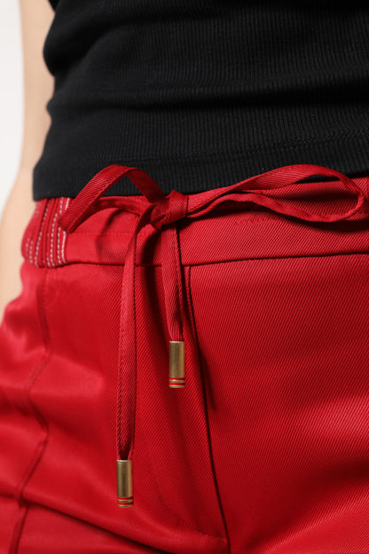 Dolce & Gabbana Red Viscose Straight Fit Pants