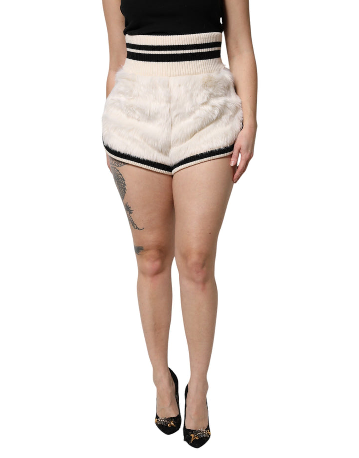 Shorts de tiro alto de piel sintética blanca de Dolce & Gabbana
