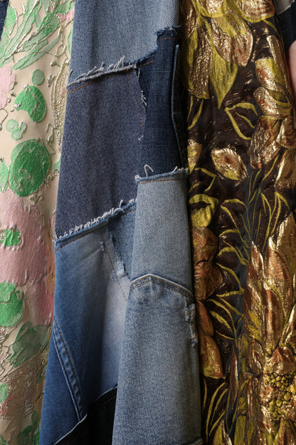 Falda midi de talle alto con patchwork multicolor de Dolce & Gabbana