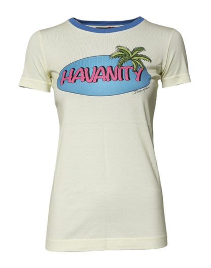 T-shirt Dolce & Gabbana en Coton Jaune Clair à Manches Courtes