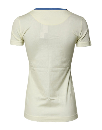 T-shirt Dolce & Gabbana en Coton Jaune Clair à Manches Courtes