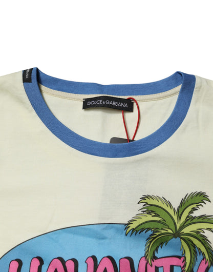 T-shirt Dolce & Gabbana en Coton Jaune Clair à Manches Courtes