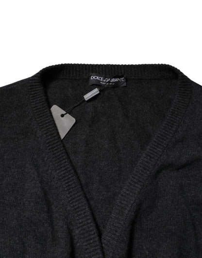 Suéter Dolce & Gabbana de cachemira gris con escote en V profundo