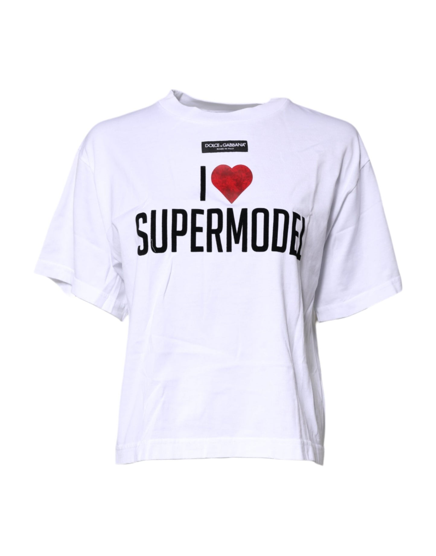 T-shirt en coton à col rond imprimé blanc Dolce & Gabbana