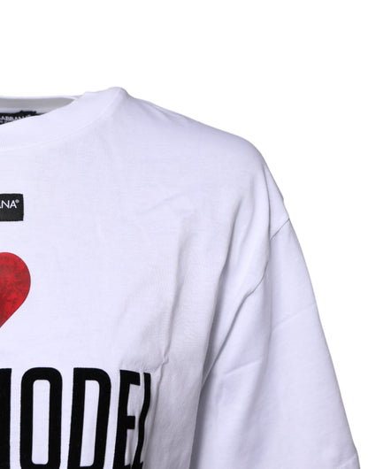T-shirt en coton à col rond imprimé blanc Dolce & Gabbana