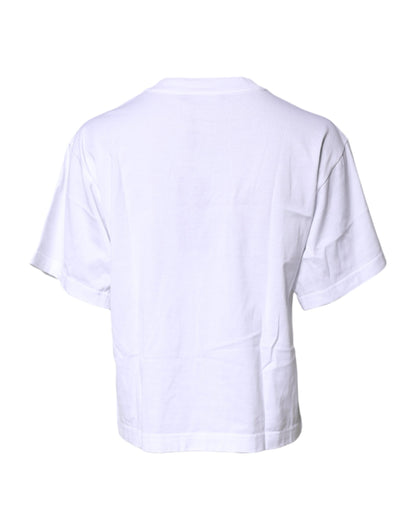 T-shirt en coton à col rond imprimé blanc Dolce & Gabbana