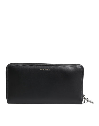 Portefeuille Continental Dolce & Gabbana en Cuir Exotique Gaufré Noir et Bleu