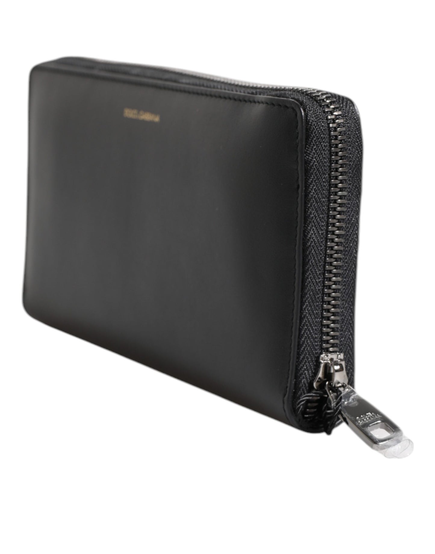 Portefeuille Continental Dolce & Gabbana en Cuir Exotique Gaufré Noir et Bleu