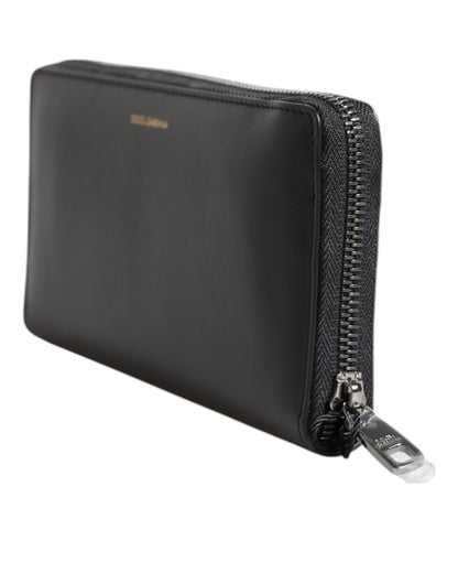 Portefeuille Continental Dolce & Gabbana en Cuir Exotique Gaufré Noir et Bleu