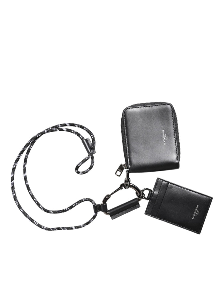Cartera monedero Dolce & Gabbana de piel negra con cremallera y tarjetero