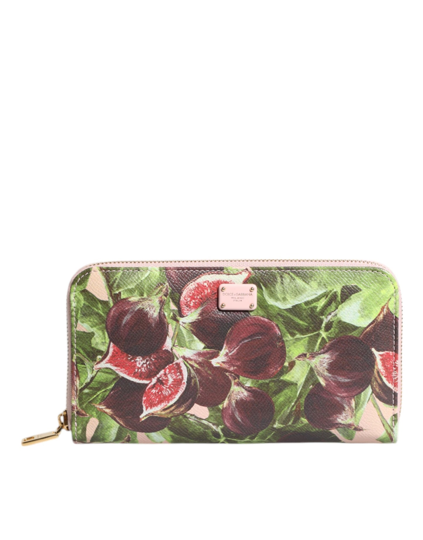 Billetera Continental Dolce & Gabbana de cuero saffiano estampado multicolor con motivo de higos y cierre de cremallera perimetral