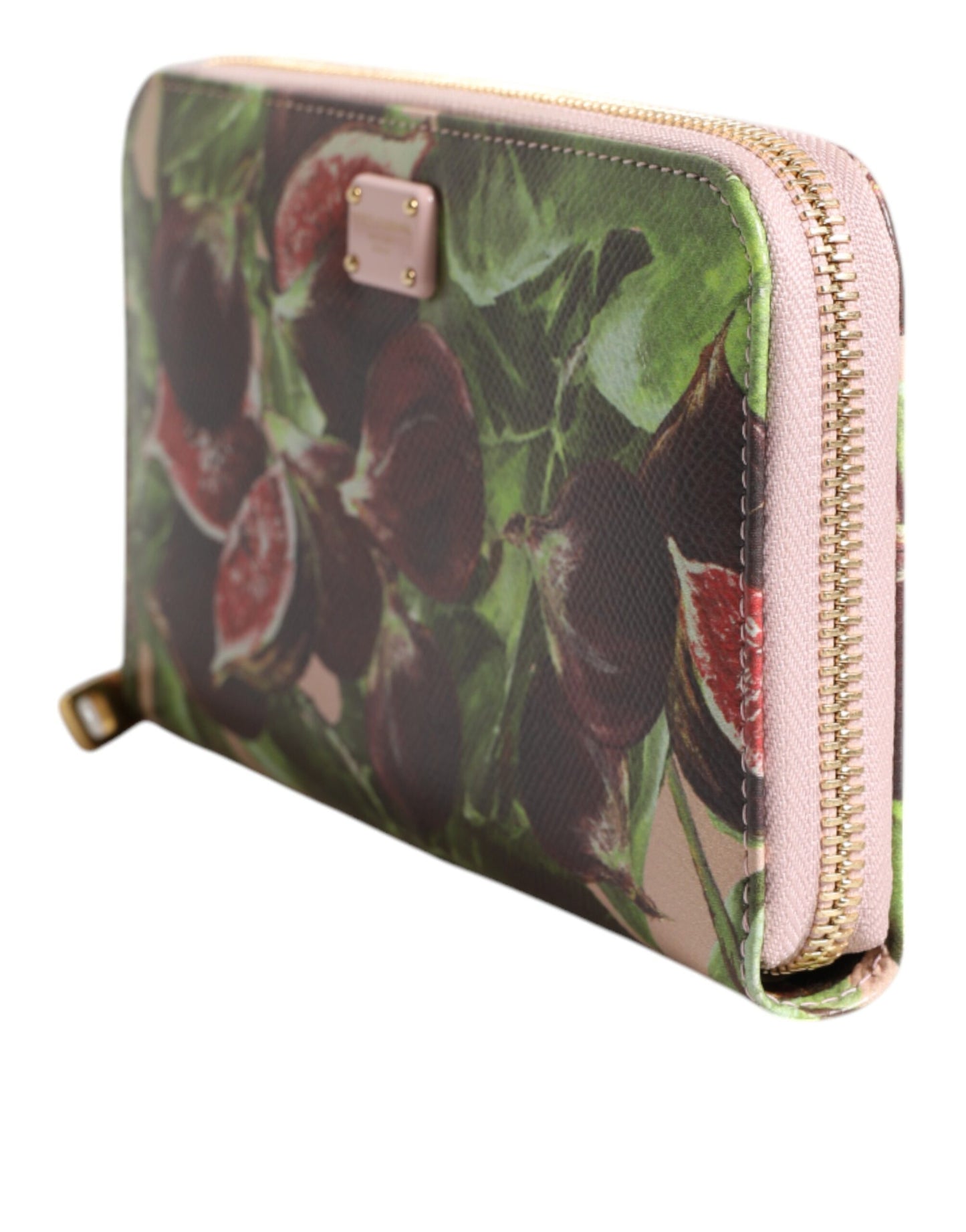 Billetera Continental Dolce & Gabbana de cuero saffiano estampado multicolor con motivo de higos y cierre de cremallera perimetral