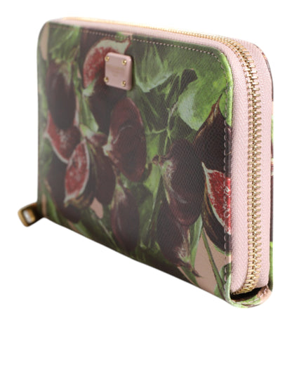 Billetera Continental Dolce & Gabbana de cuero saffiano estampado multicolor con motivo de higos y cierre de cremallera perimetral