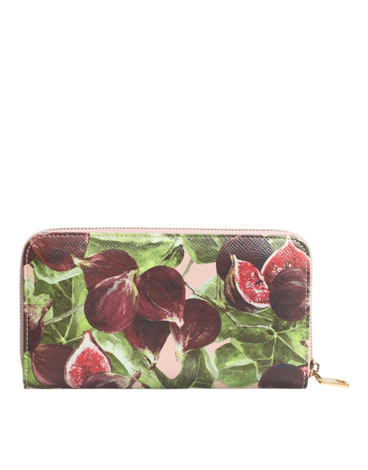 Billetera Continental Dolce & Gabbana de cuero saffiano estampado multicolor con motivo de higos y cierre de cremallera perimetral