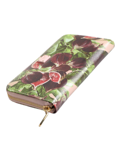 Billetera Continental Dolce & Gabbana de cuero saffiano estampado multicolor con motivo de higos y cierre de cremallera perimetral