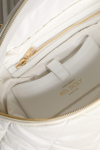 Sac banane Dolce & Gabbana matelassé blanc avec plaque logo