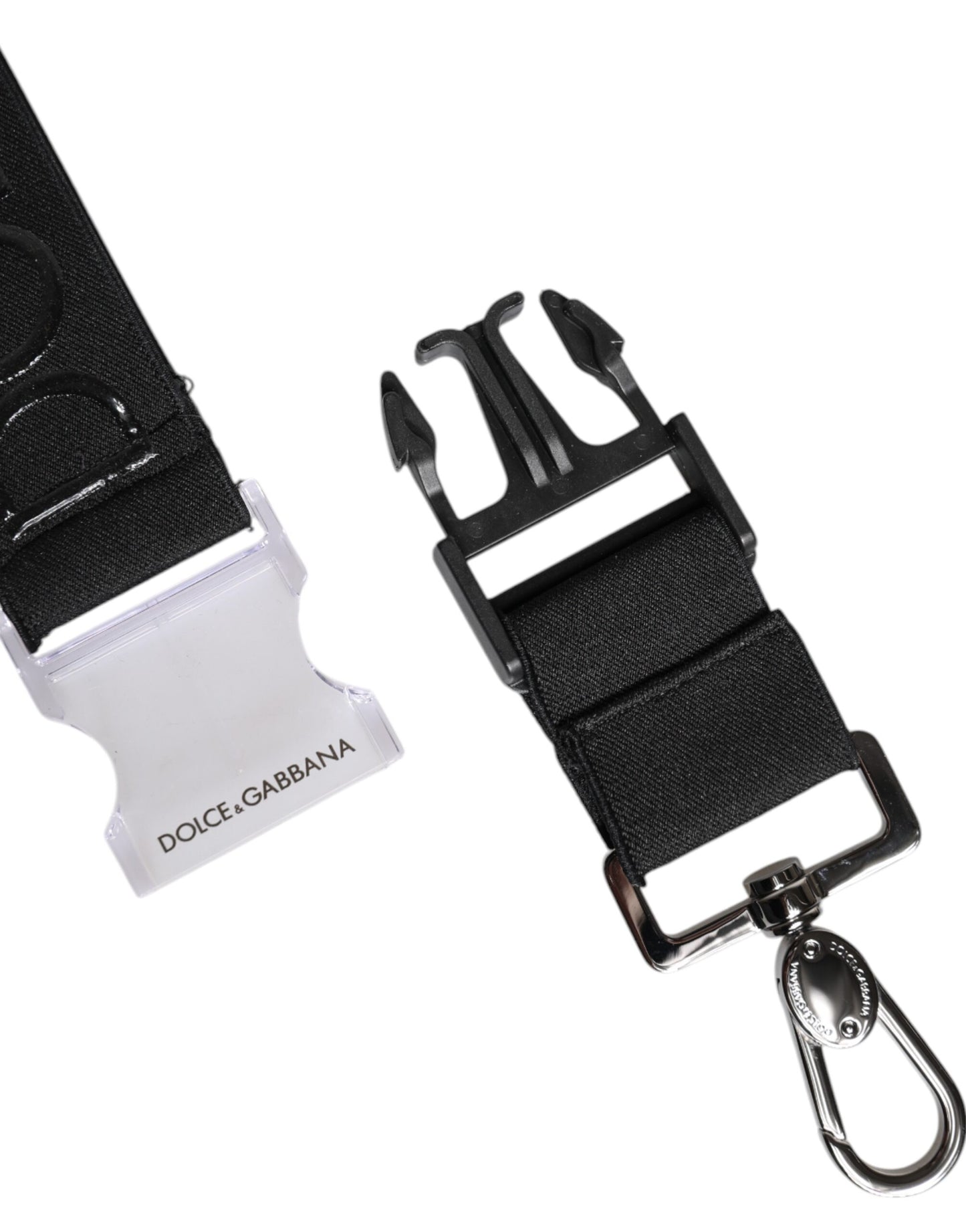 Porte-clés Dolce & Gabbana en polyester noir stretch avec logo DG caoutchouté