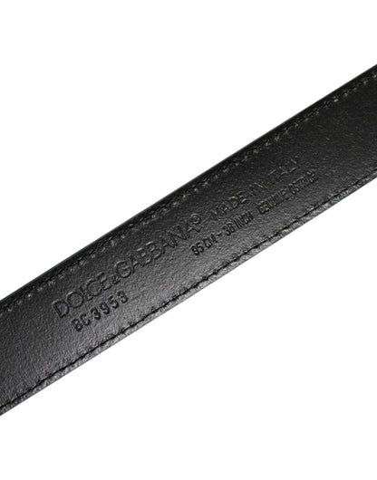 Ceinture Dolce & Gabbana en cuir d'autruche vert et boucle en métal argenté