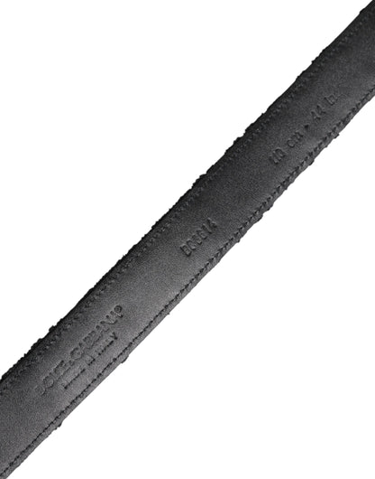 Dolce & Gabbana Black Cotton Blend Silver Metal Buckle Belt