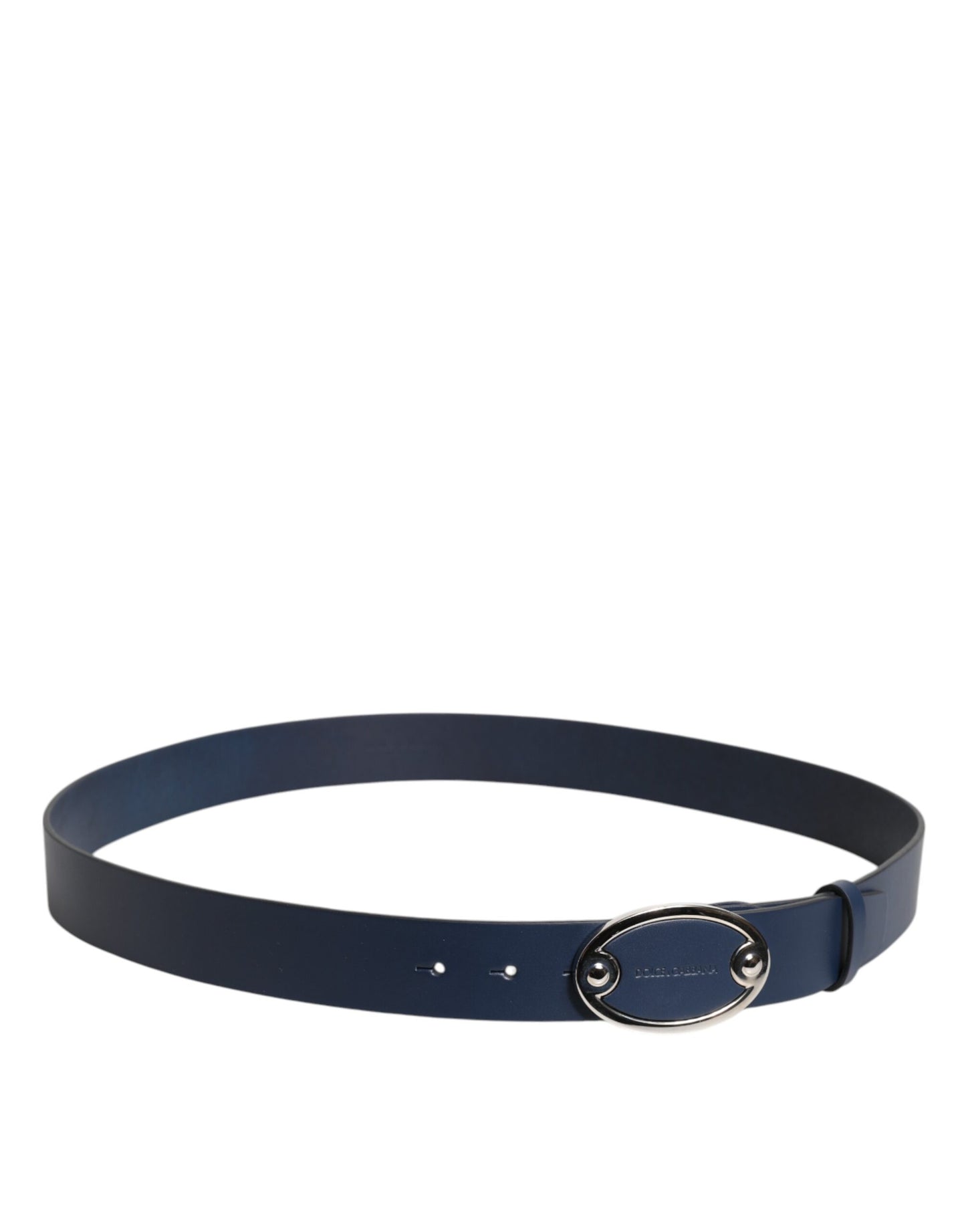 Cinturón Dolce & Gabbana de Cuero Azul con Hebilla de Metal Clásico con Logotipo