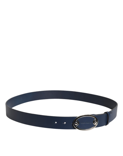 Cinturón Dolce & Gabbana de Cuero Azul con Hebilla de Metal Clásico con Logotipo