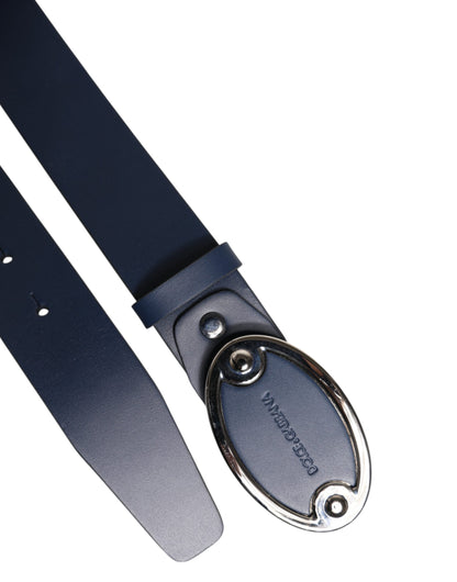Cinturón Dolce & Gabbana de Cuero Azul con Hebilla de Metal Clásico con Logotipo