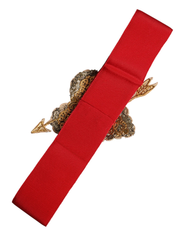 Ceinture Dolce & Gabbana rouge extensible à taille large ornée d'un cœur