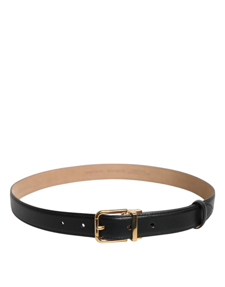 Ceinture Dolce & Gabbana en cuir noir avec boucle ardillon en métal logo à la taille