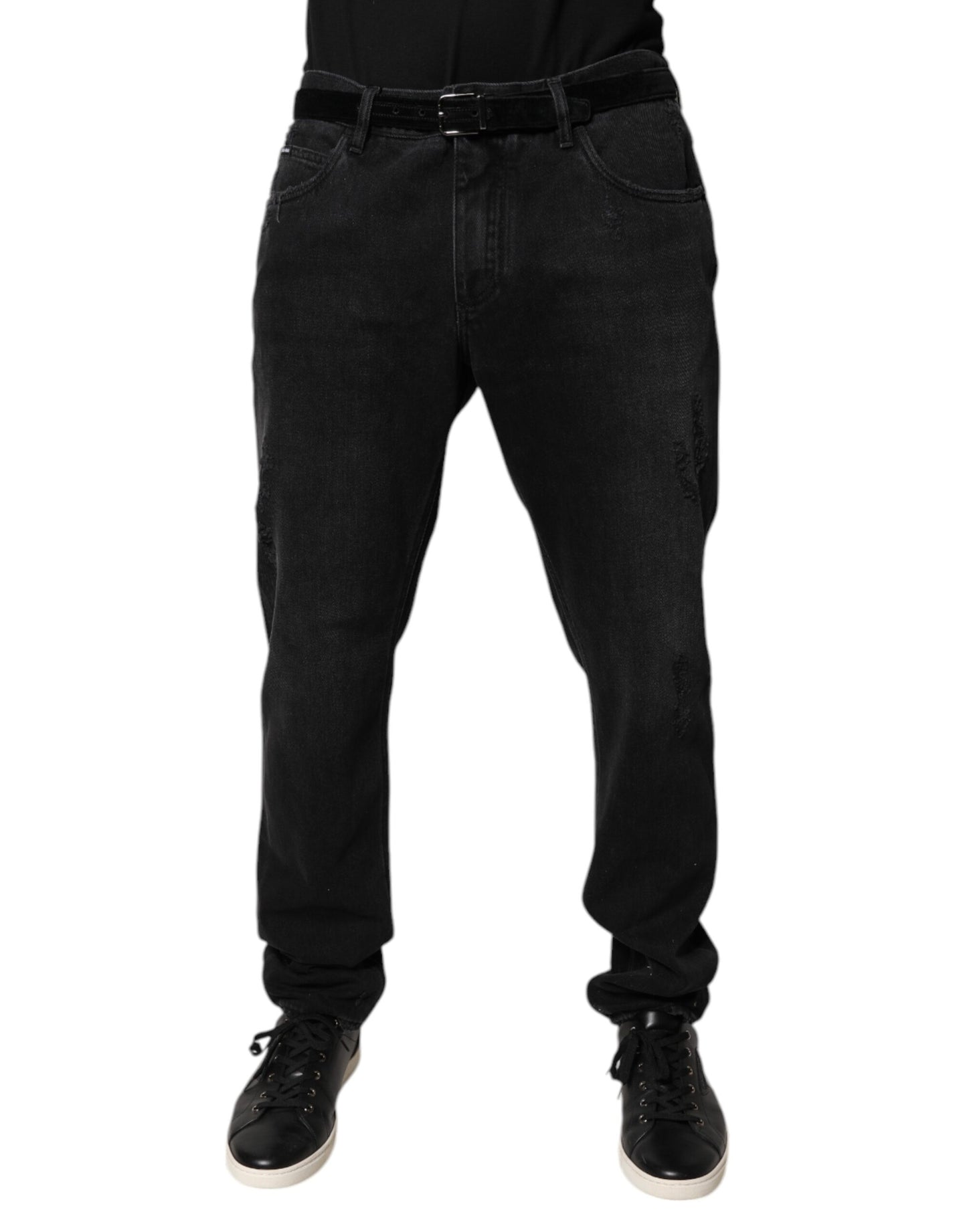 Jeans skinny en denim de coton noir Dolce & Gabbana pour homme