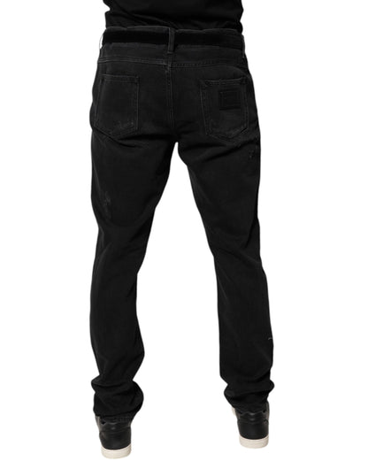 Jeans skinny en denim de coton noir Dolce & Gabbana pour homme